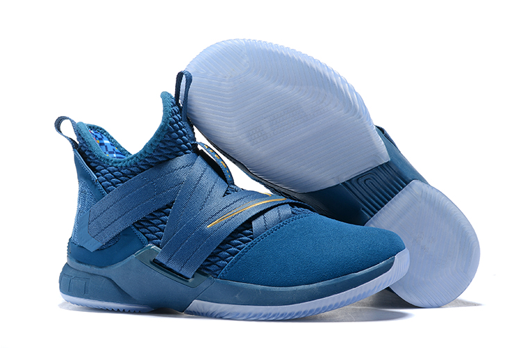 New Nike Lebron Soldier 12 Sea Blue Gold Shoes